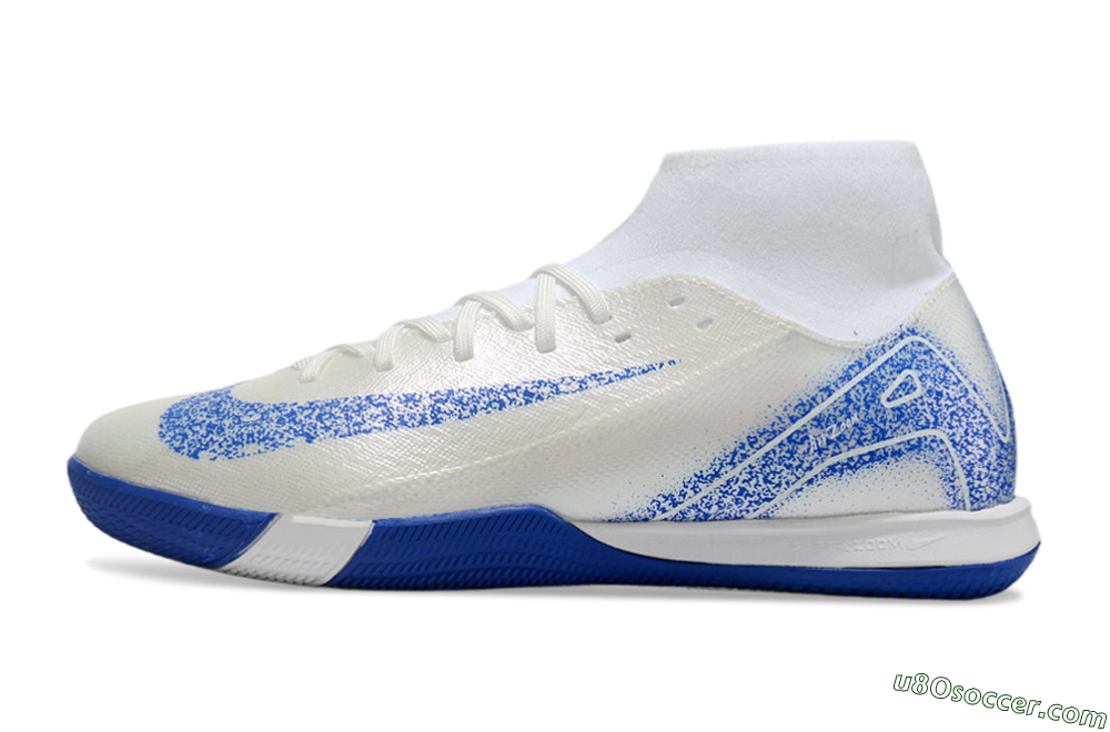 Nike Air Zoom Mercurial Superfly 10 Elite IC Indoor & Futsal Soccer Shoes - Beige/White/Blue 2