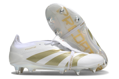 Adidas Predator Elite Foldover Tongue SG Soft Ground Soccer Cleats - Beige/White/Gold