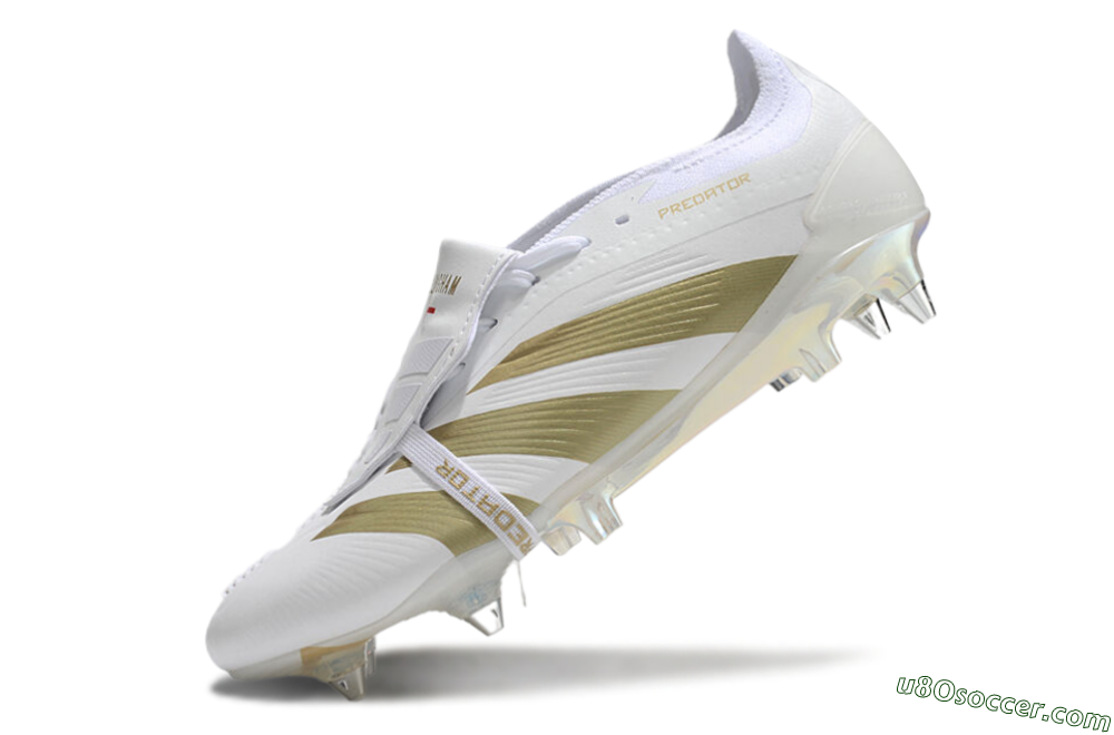Adidas Predator Elite Foldover Tongue SG Soft Ground Soccer Cleats - Beige/White/Gold 5