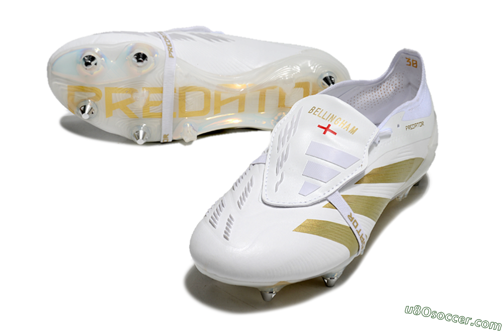 Adidas Predator Elite Foldover Tongue SG Soft Ground Soccer Cleats - Beige/White/Gold 3