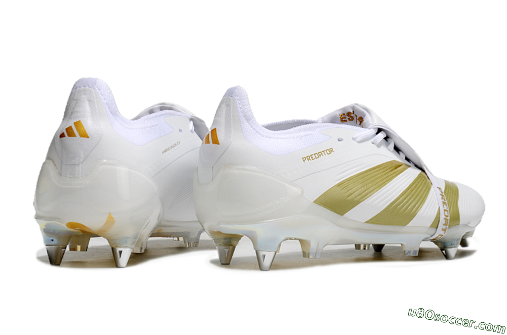 Adidas Predator Elite Foldover Tongue SG Soft Ground Soccer Cleats - Beige/White/Gold 6