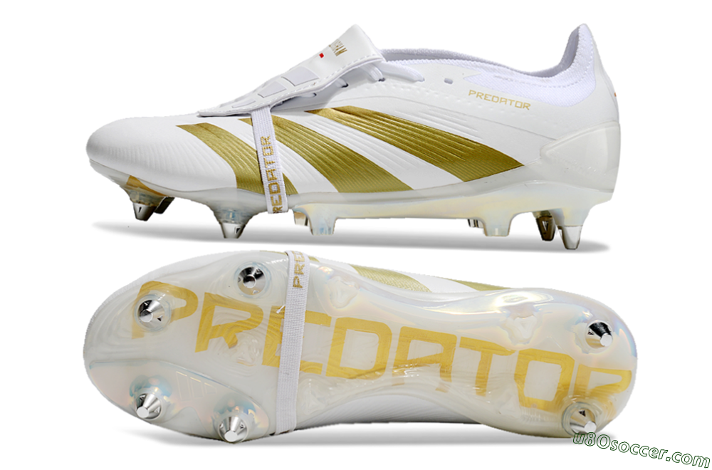Adidas Predator Elite Foldover Tongue SG Soft Ground Soccer Cleats - Beige/White/Gold 0