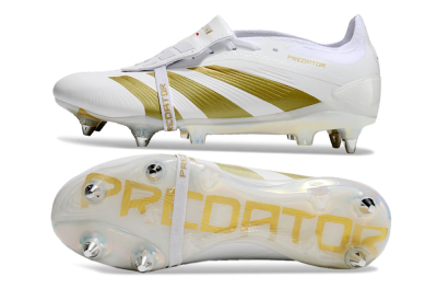 Adidas Predator Elite Foldover Tongue SG Soft Ground Soccer Cleats - Beige/White/Gold
