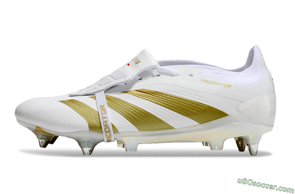 Adidas Predator Elite Foldover Tongue SG Soft Ground Soccer Cleats - Beige/White/Gold 2