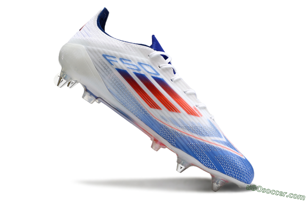 Adidas F50 Elite SG Soft Ground Soccer Cleats - White/Blue/Red 4