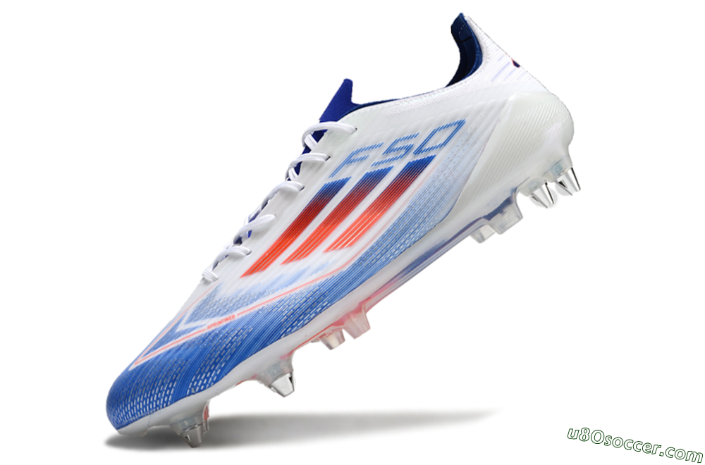 Adidas F50 Elite SG Soft Ground Soccer Cleats - White/Blue/Red 5