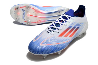 Adidas F50 Elite SG Soft Ground Soccer Cleats - White/Blue/Red