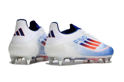 Adidas F50 Elite SG Soft Ground Soccer Cleats - White/Blue/Red