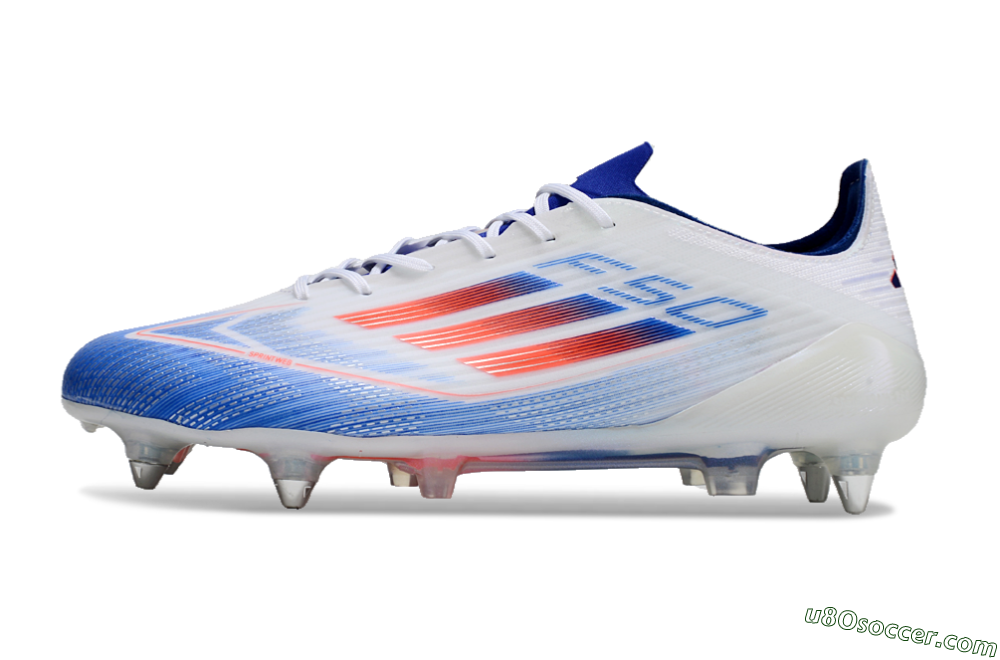 Adidas F50 Elite SG Soft Ground Soccer Cleats - White/Blue/Red 2