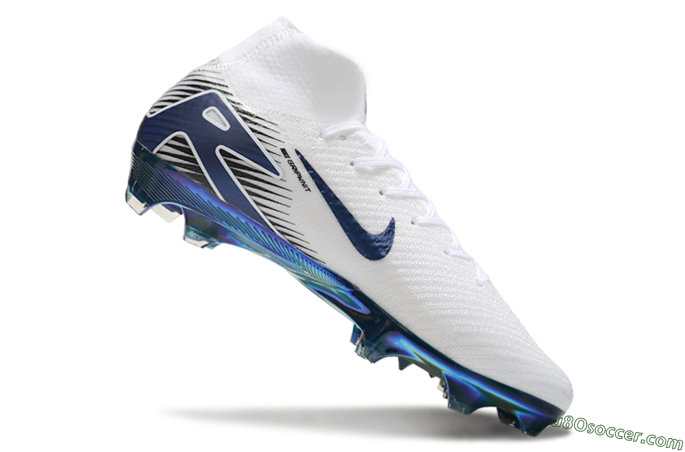 Nike Air Zoom Mercurial Superfly 10 Elite FG Firm Ground Soccer Cleats - White/Blue/Gold 4