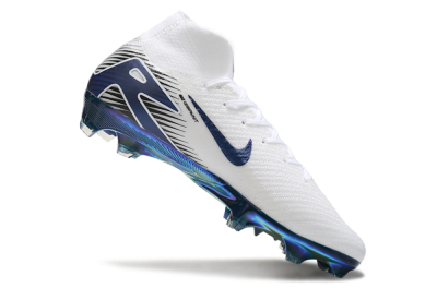 Nike Air Zoom Mercurial Superfly 10 Elite FG Firm Ground Soccer Cleats - White/Blue/Gold