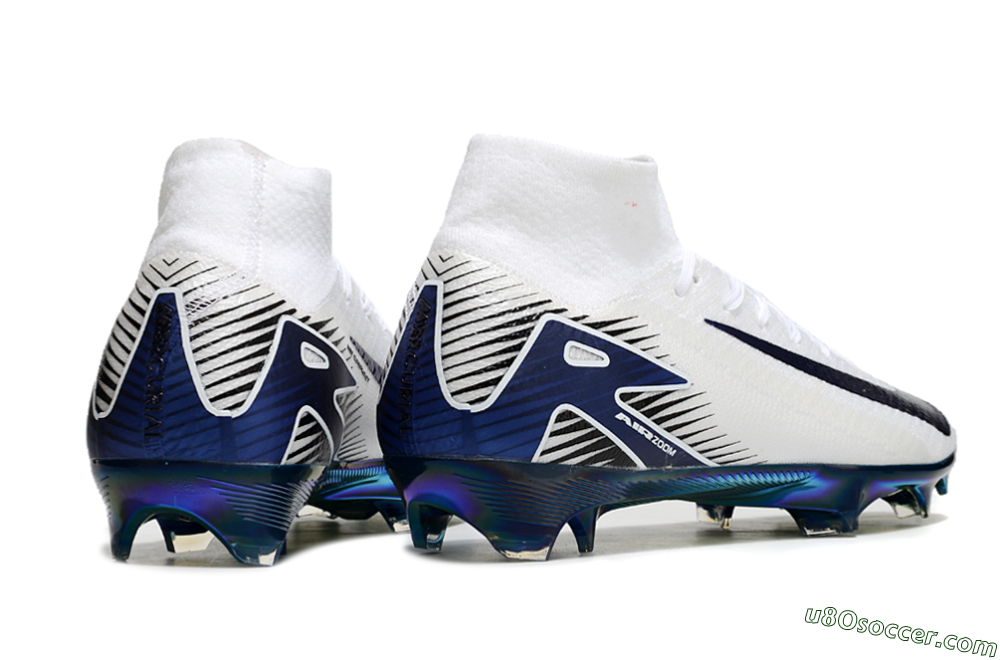 Nike Air Zoom Mercurial Superfly 10 Elite FG Firm Ground Soccer Cleats - White/Blue/Gold 6