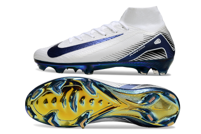 Nike Air Zoom Mercurial Superfly 10 Elite FG Firm Ground Soccer Cleats - White/Blue/Gold