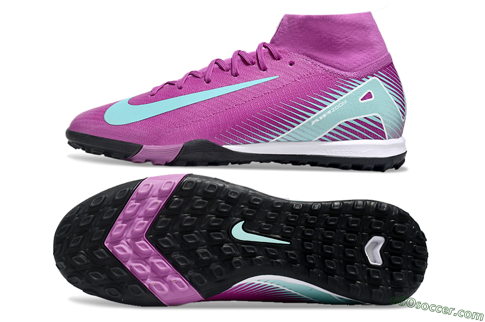 Nike Air Zoom Mercurial Superfly 10 Elite TF Artificial Turf Soccer Shoes - Red/Jade/White 0