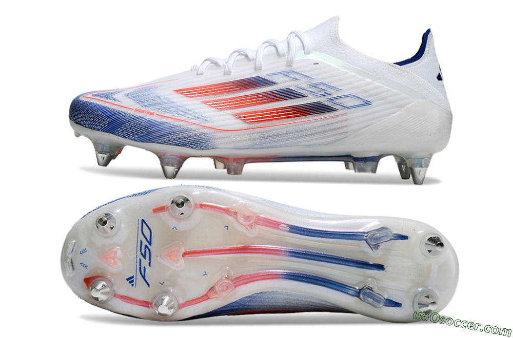 Adidas F50 Elite SG Soft Ground Soccer Cleats - White/Blue/Red 0