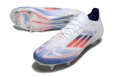 Adidas F50 Elite SG Soft Ground Soccer Cleats - White/Blue/Red