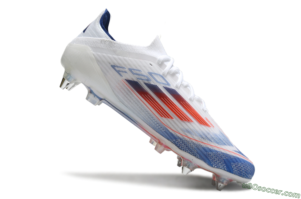 Adidas F50 Elite SG Soft Ground Soccer Cleats - White/Blue/Red 4