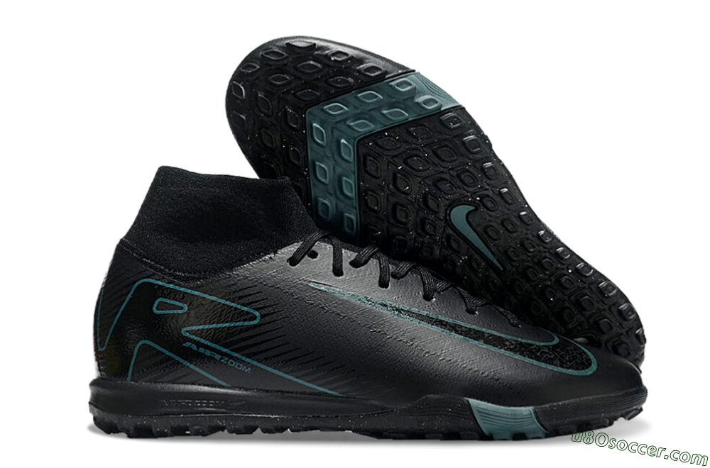 Nike Air Zoom Mercurial Superfly 10 Elite TF Artificial Turf Soccer Shoes - Black/Green/Silver 1
