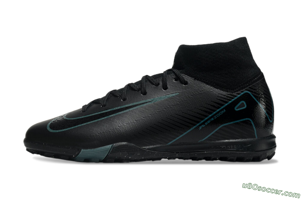 Nike Air Zoom Mercurial Superfly 10 Elite TF Artificial Turf Soccer Shoes - Black/Green/Silver 2