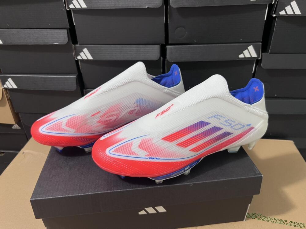 Adidas F50+ Lightstrike Pro Laceless FG Firm Ground Soccer Cleats - Red/White/Blue