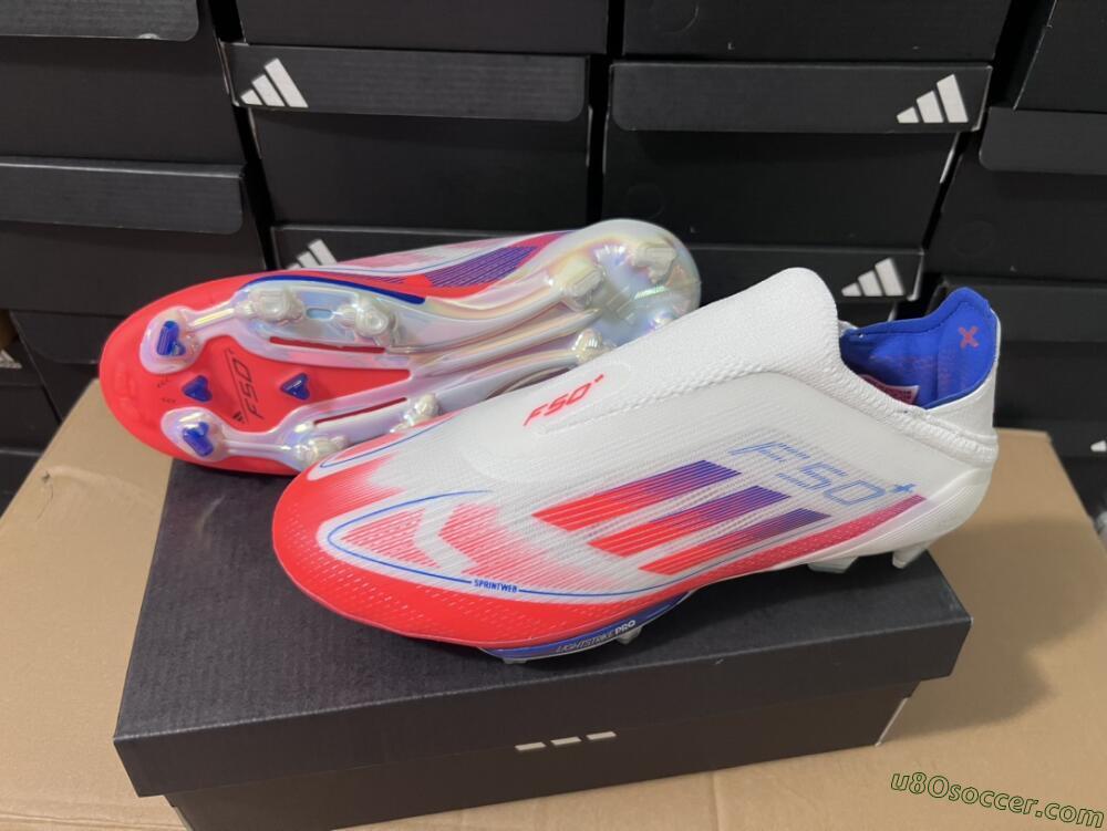 Adidas F50+ Lightstrike Pro Laceless FG Firm Ground Soccer Cleats - Red/White/Blue