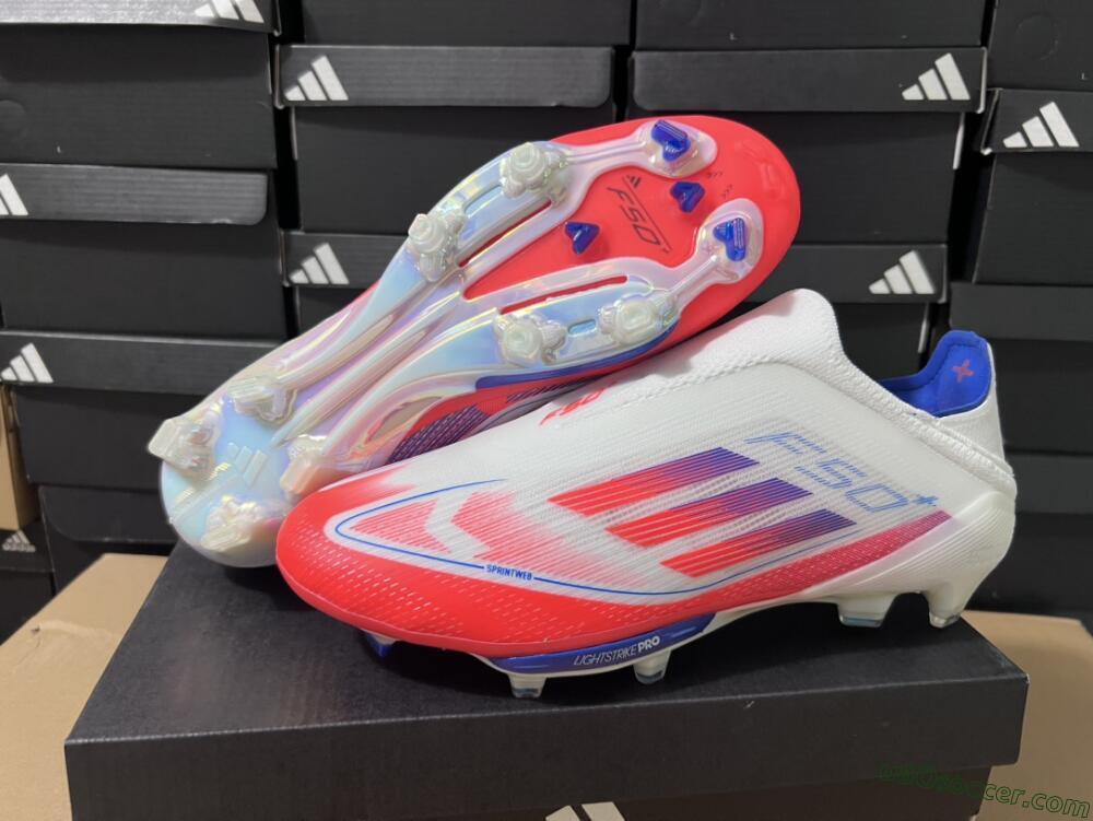 Adidas F50+ Lightstrike Pro Laceless FG Firm Ground Soccer Cleats - Red/White/Blue