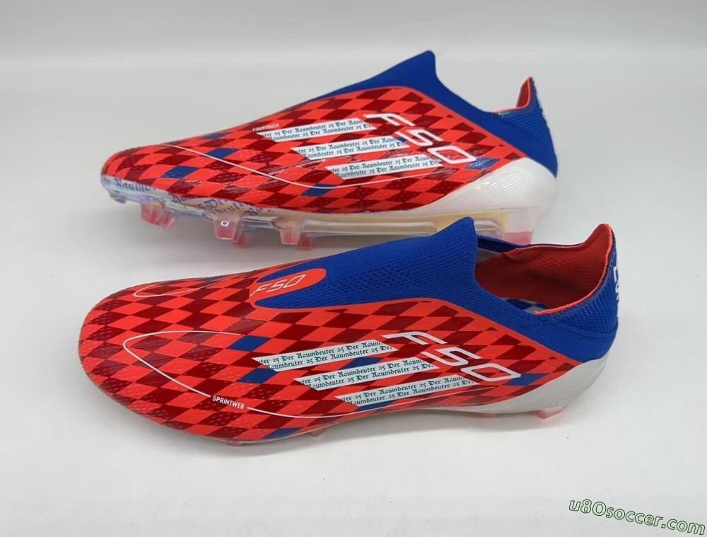 Adidas F50+ Lightstrike Elite Laceless FG Firm Ground Soccer Cleats - Red/Blue/White