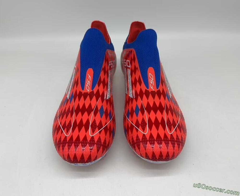 Adidas F50+ Lightstrike Elite Laceless FG Firm Ground Soccer Cleats - Red/Blue/White