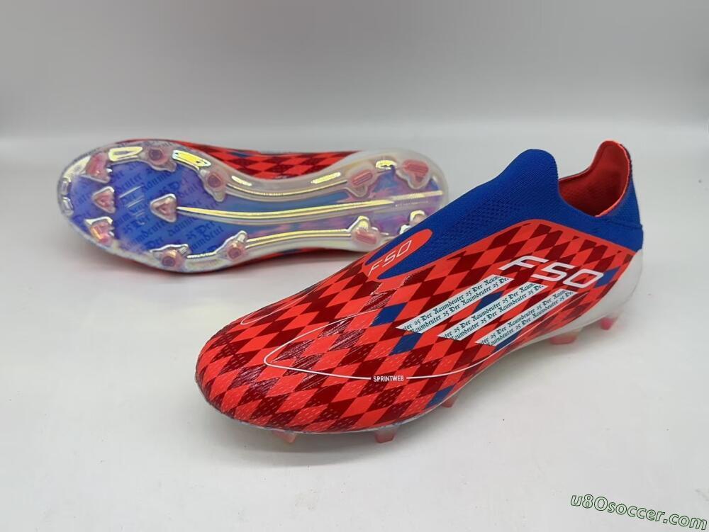 Adidas F50+ Lightstrike Elite Laceless FG Firm Ground Soccer Cleats - Red/Blue/White