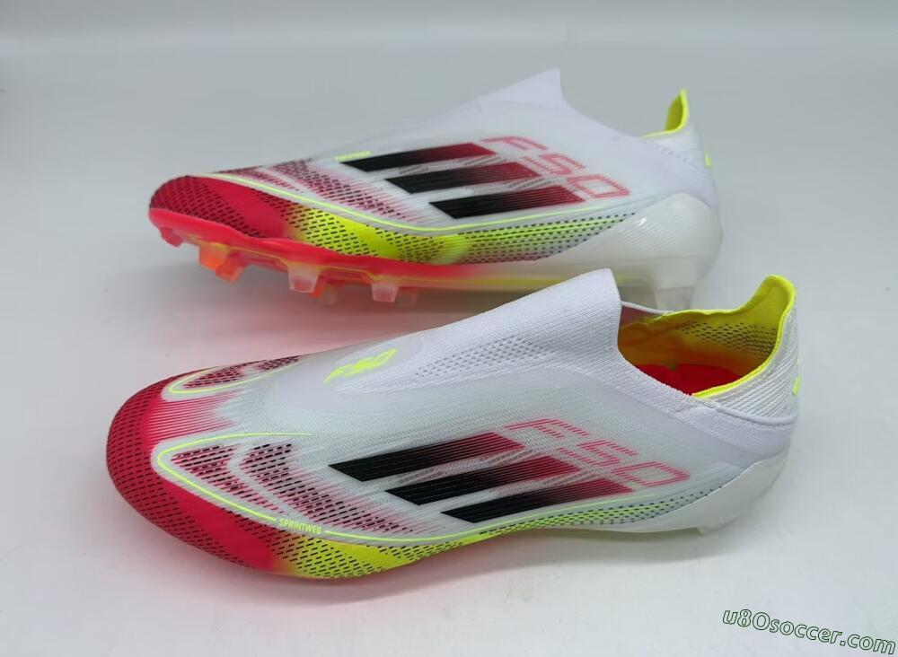 Adidas F50 Elite Laceless FG Firm Ground Soccer Cleats - White/Red/Black