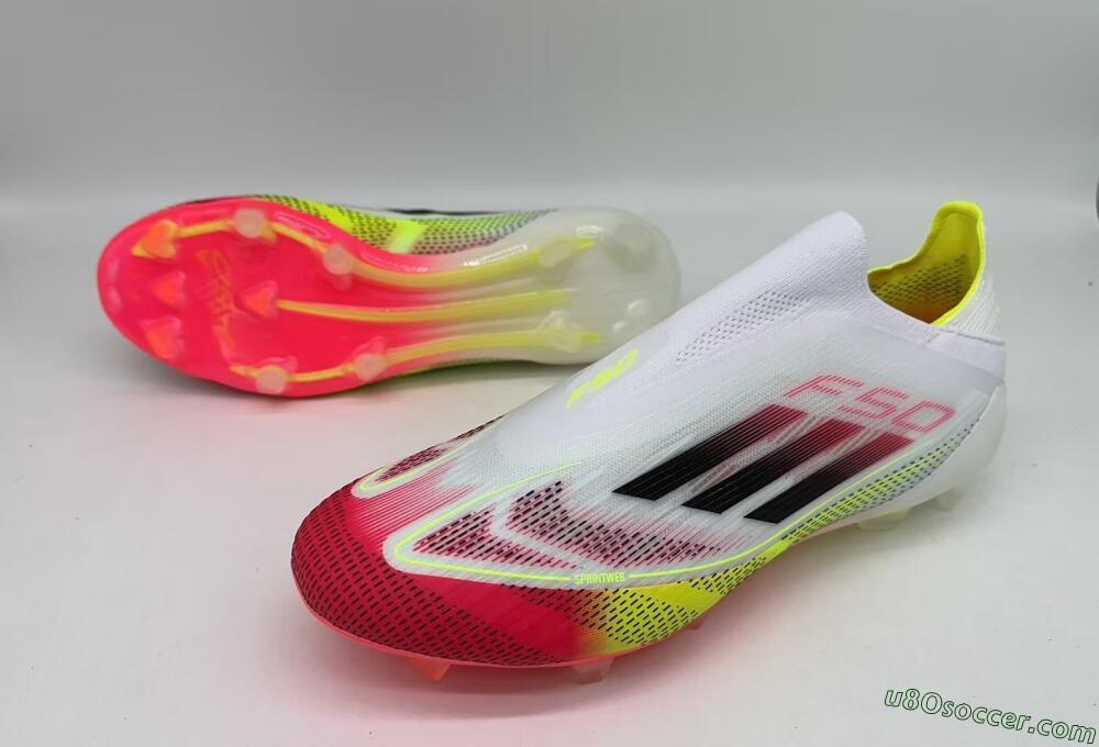 Adidas F50 Elite Laceless FG Firm Ground Soccer Cleats - White/Red/Black