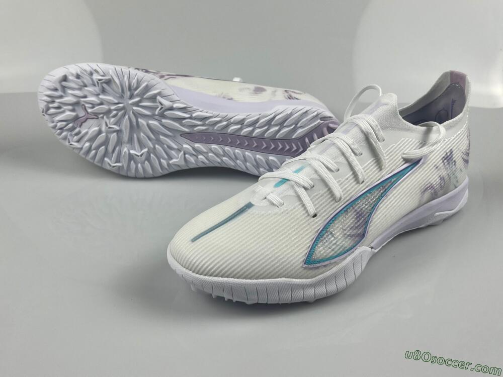 Puma Ultra Ultimate TF Artificial Turf Soccer Shoes - White/Purple/Blue