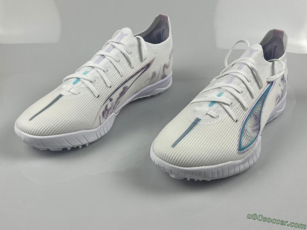Puma Ultra Ultimate TF Artificial Turf Soccer Shoes - White/Purple/Blue