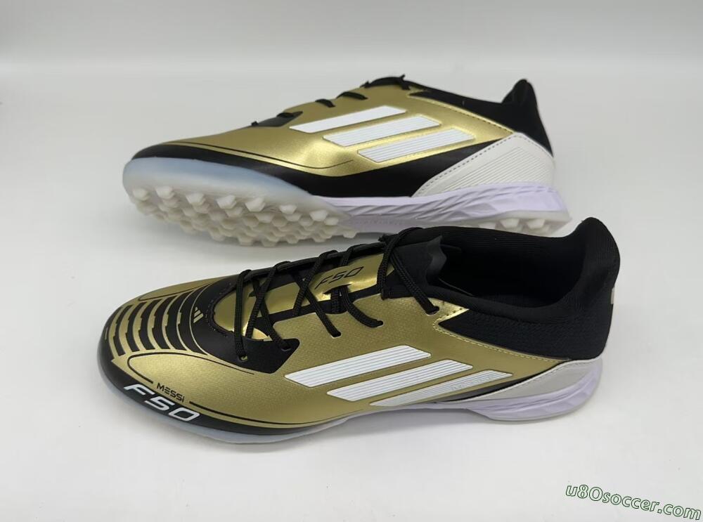 Adidas F50 Pro TF Artificial Turf Soccer Shoes - Gold/White/Black