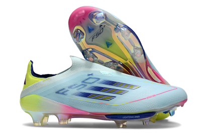 Adidas F50+ Lightstrike Elite Laceless FG Firm Ground Soccer Cleats - Blue/Yellow/Pink