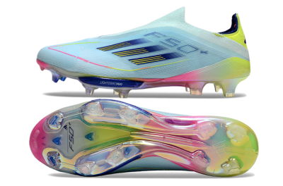 Adidas F50+ Lightstrike Elite Laceless FG Firm Ground Soccer Cleats - Blue/Yellow/Pink
