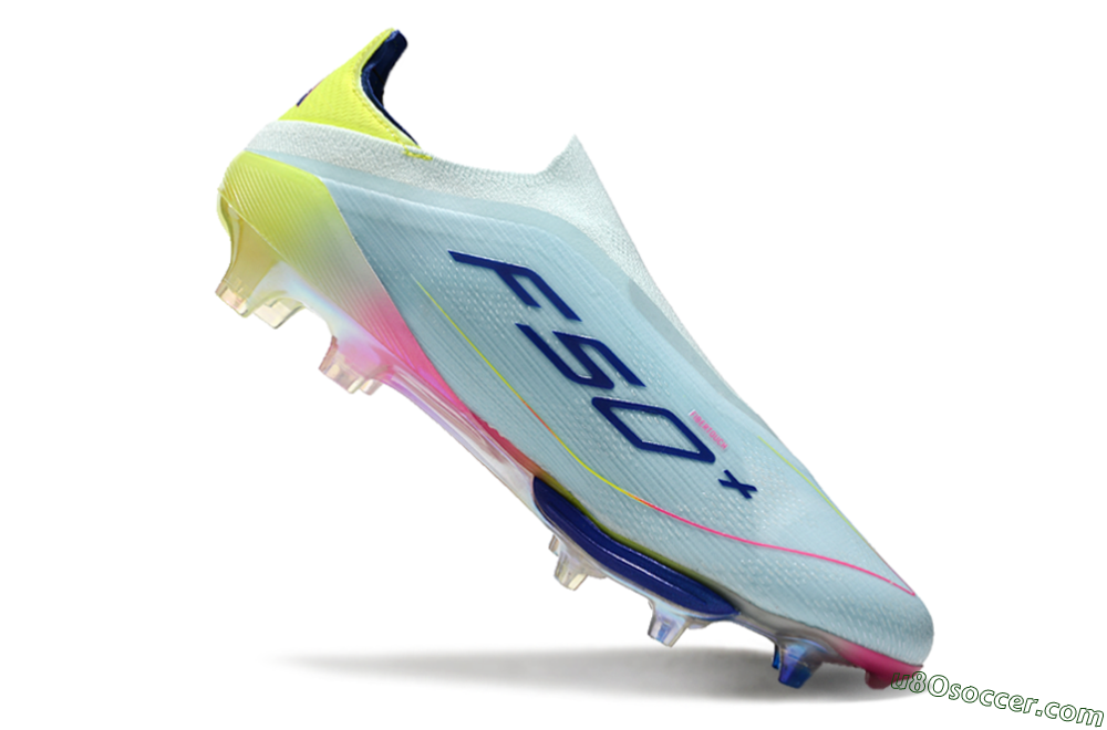 Adidas F50+ Lightstrike Elite Laceless FG Firm Ground Soccer Cleats - Blue/Yellow/Pink 4