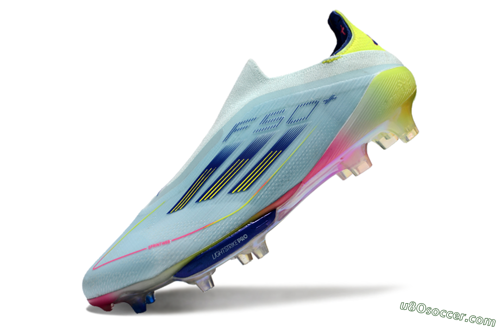 Adidas F50+ Lightstrike Elite Laceless FG Firm Ground Soccer Cleats - Blue/Yellow/Pink 5