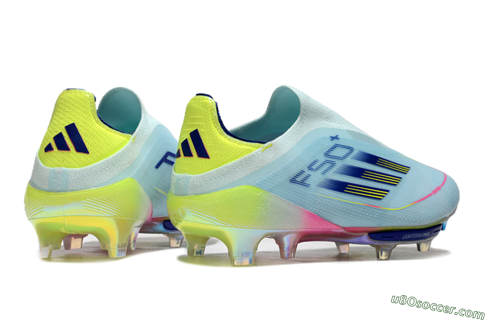 Adidas F50+ Lightstrike Elite Laceless FG Firm Ground Soccer Cleats - Blue/Yellow/Pink 6