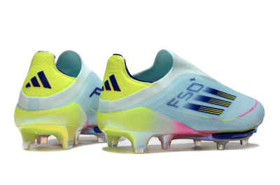 Adidas F50+ Lightstrike Elite Laceless FG Firm Ground Soccer Cleats - Blue/Yellow/Pink