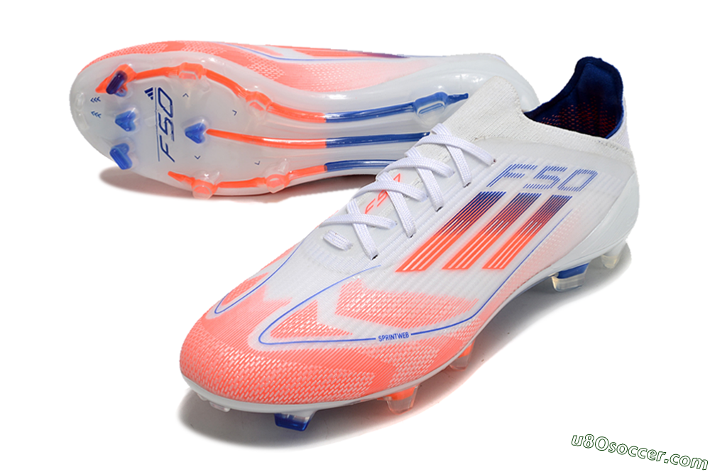 Adidas F50 Elite Firm Ground Soccer Cleats - Pink/White/Blue 3
