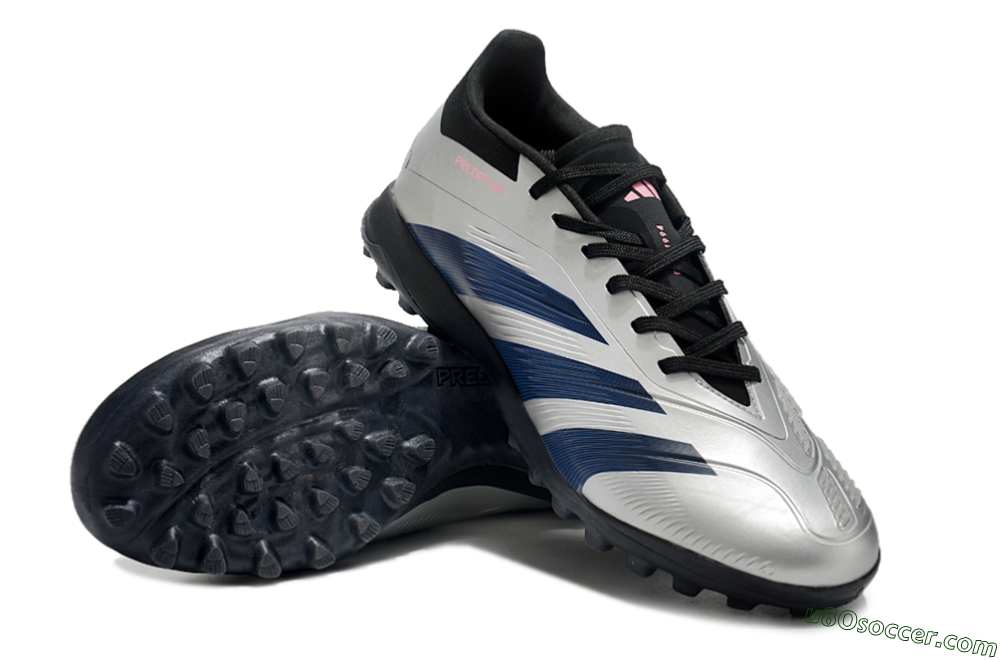 Adidas Predator 24 Elite TF Artificial Turf Soccer Shoes - Silver/Blue/Pink 3