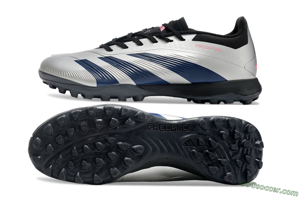 Adidas Predator 24 Elite TF Artificial Turf Soccer Shoes - Silver/Blue/Pink 0