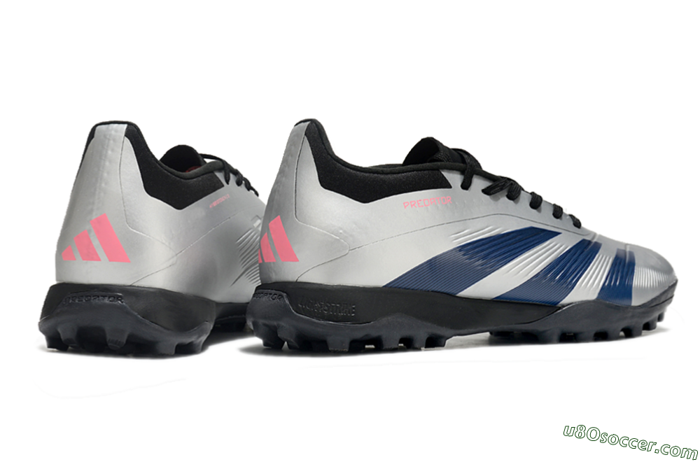Adidas Predator 24 Elite TF Artificial Turf Soccer Shoes - Silver/Blue/Pink 6