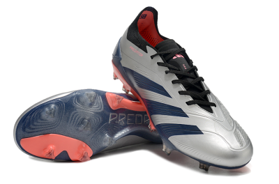 Adidas Predator 24 Elite FG Firm Ground Soccer Cleats - Silver/Blue/Red