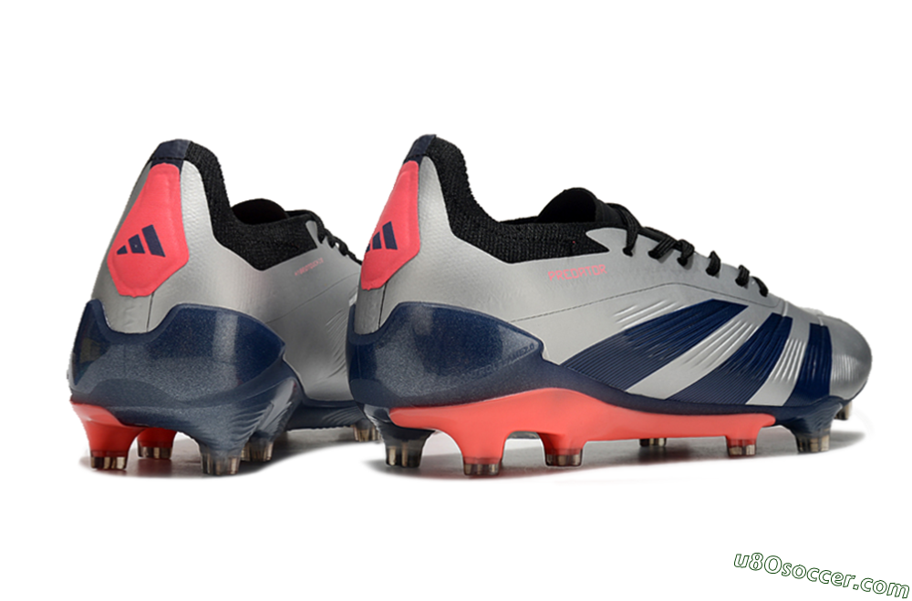 Adidas Predator 24 Elite FG Firm Ground Soccer Cleats - Silver/Blue/Red 6