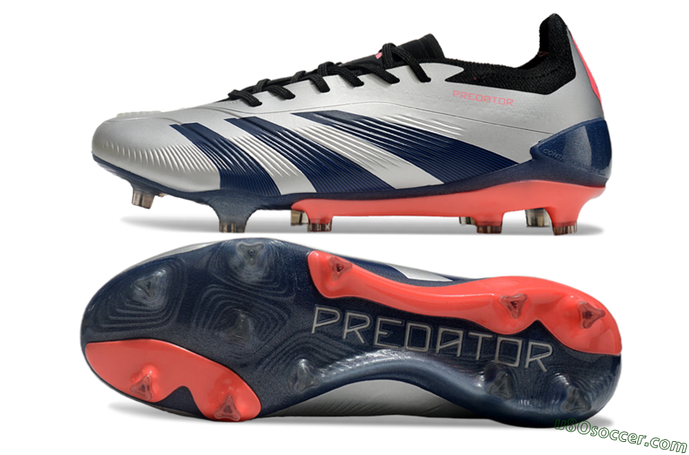 Adidas Predator 24 Elite FG Firm Ground Soccer Cleats - Silver/Blue/Red 0