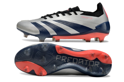 Adidas Predator 24 Elite FG Firm Ground Soccer Cleats - Silver/Blue/Red