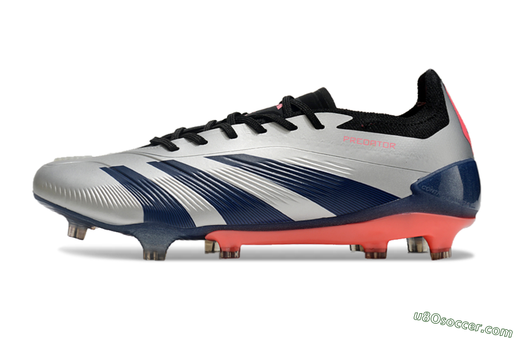 Adidas Predator 24 Elite FG Firm Ground Soccer Cleats - Silver/Blue/Red 2