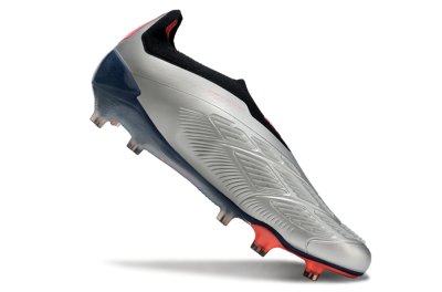 Adidas Predator 24 Elite laceless FG Firm Ground Soccer Cleats - Silver/Blue/Red